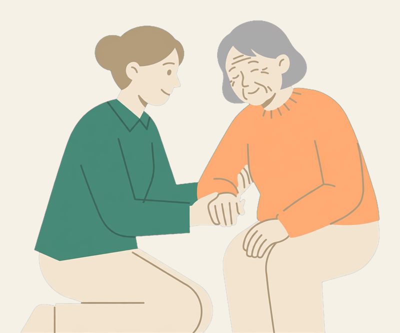 상담사가 어르신을 돕는 일러스트